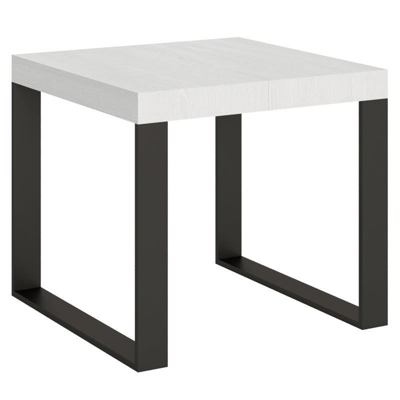 Stół rozkładany 90x90/246 cm Tecno Biały Jesion z ramą w kolorze antracytowym