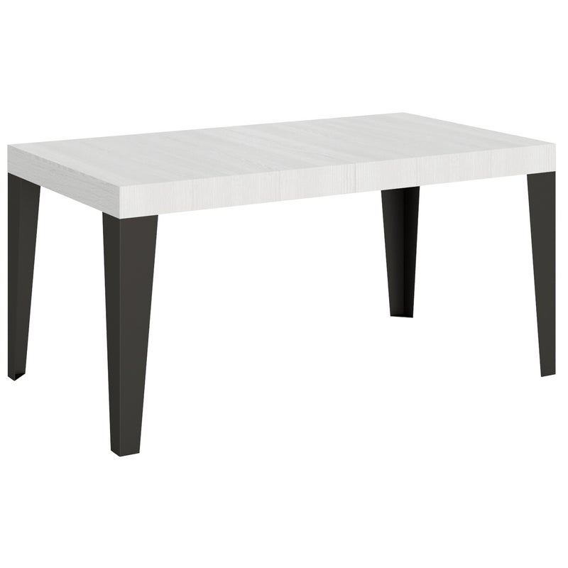 Stół rozkładany 90x160/420 cm Płomień Biały Rama jesionowa Antracyt