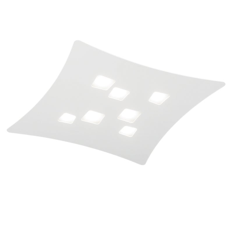 Nowoczesna lampa sufitowa Isotta GX53 biała, 7 punktów świetlnych, gięta metalowa konstrukcja 62x69 cm, geometryczny design, IP20, max 7x8 W
