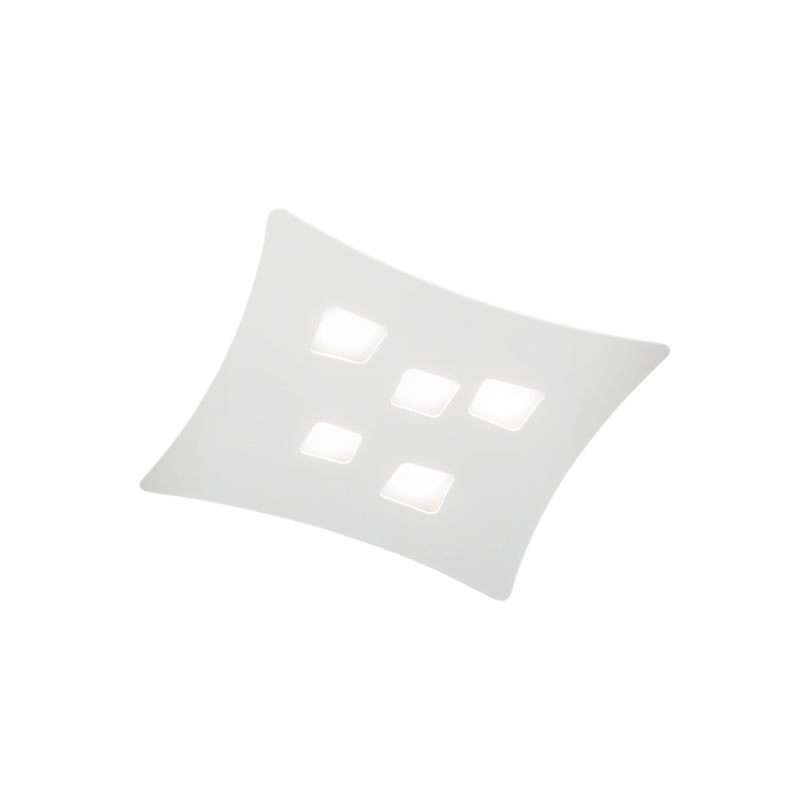 Nowoczesna lampa sufitowa Isotta GX53 biała, 5 punktów świetlnych, gięta metalowa konstrukcja 50x55 cm, geometryczny design, IP20, max 5x8 W