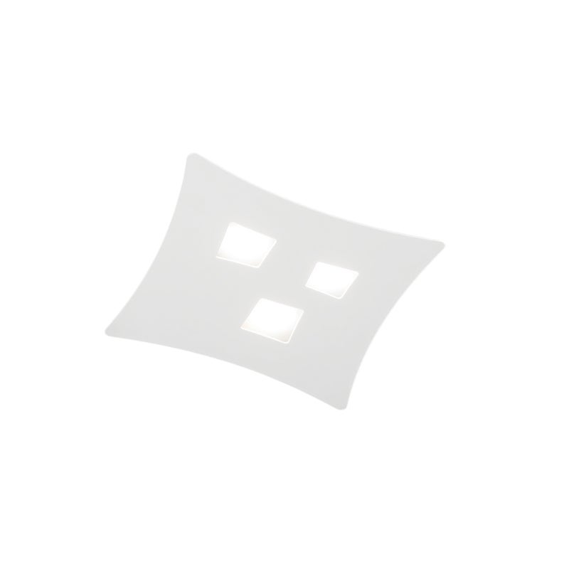 Nowoczesna lampa sufitowa Isotta GX53 biała, 3 punkty świetlne, gięta metalowa konstrukcja 40x44 cm, geometryczny design, IP20, max 3x8 W