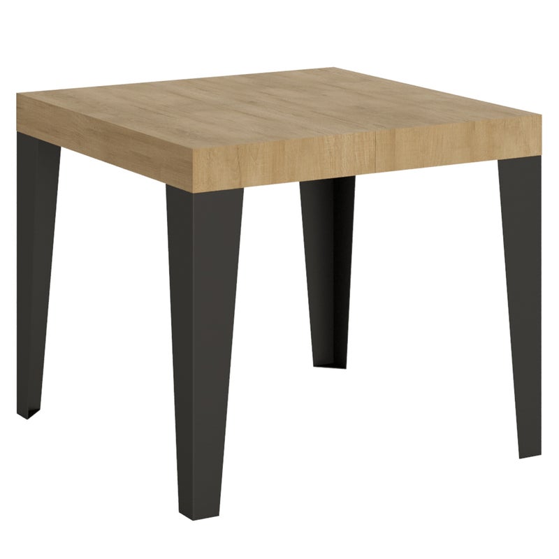 Stół rozkładany 90x90/246 cm Flame Oak Nature rama Antracyt