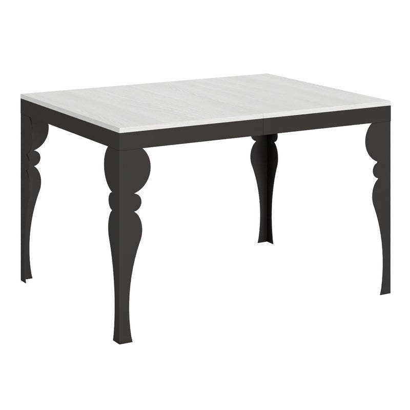 Stół rozkładany Paxon Evolution 90x120/224 cm, biały, jesion, rama antracytowa