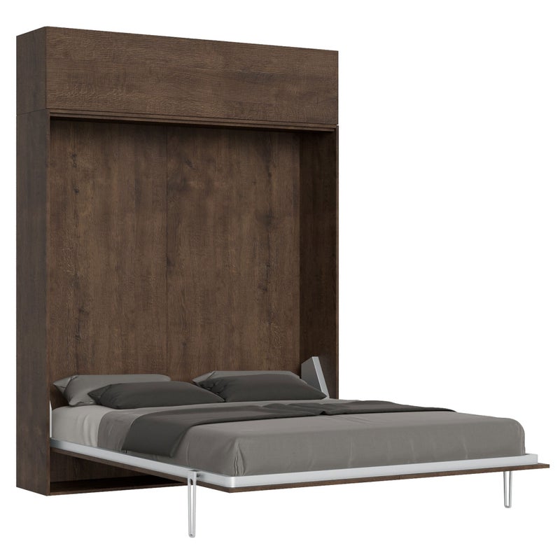 Łóżko podwójne Kentaro Walnut z szafką ścienną Vasistas