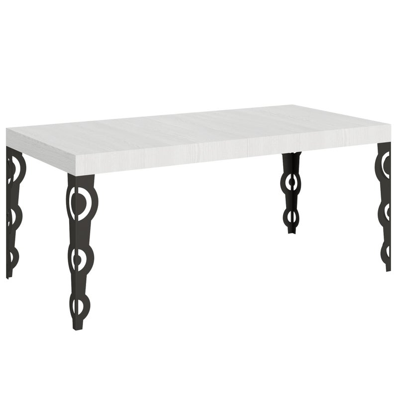 Stół rozkładany Karamay 90x180/284 cm, rama jesion biały, antracyt