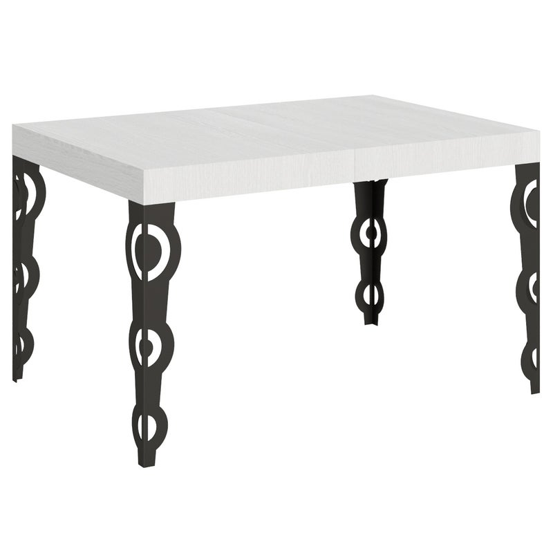 Stół rozkładany Karamay 90x130/390 cm, rama jesion biały, antracyt