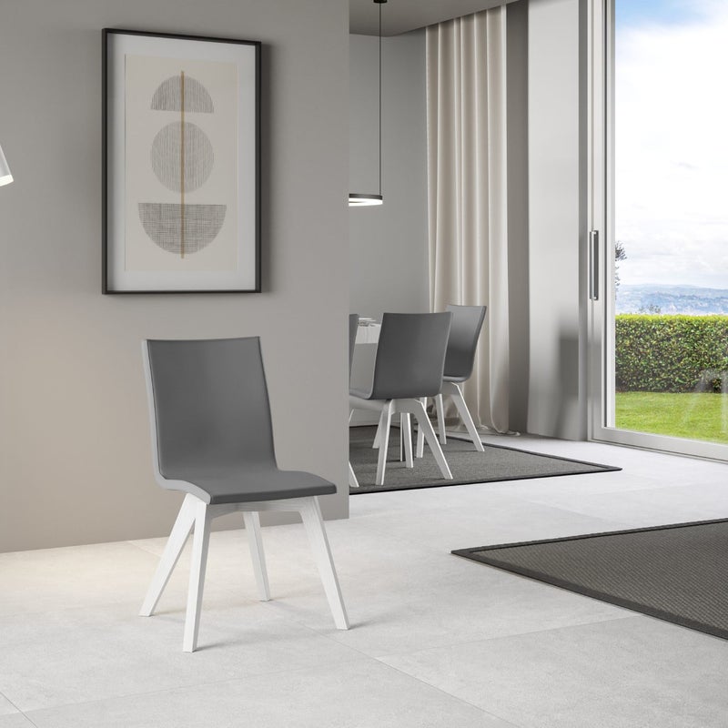 Krzesło Trudy, białe nogi, szara poduszka 11