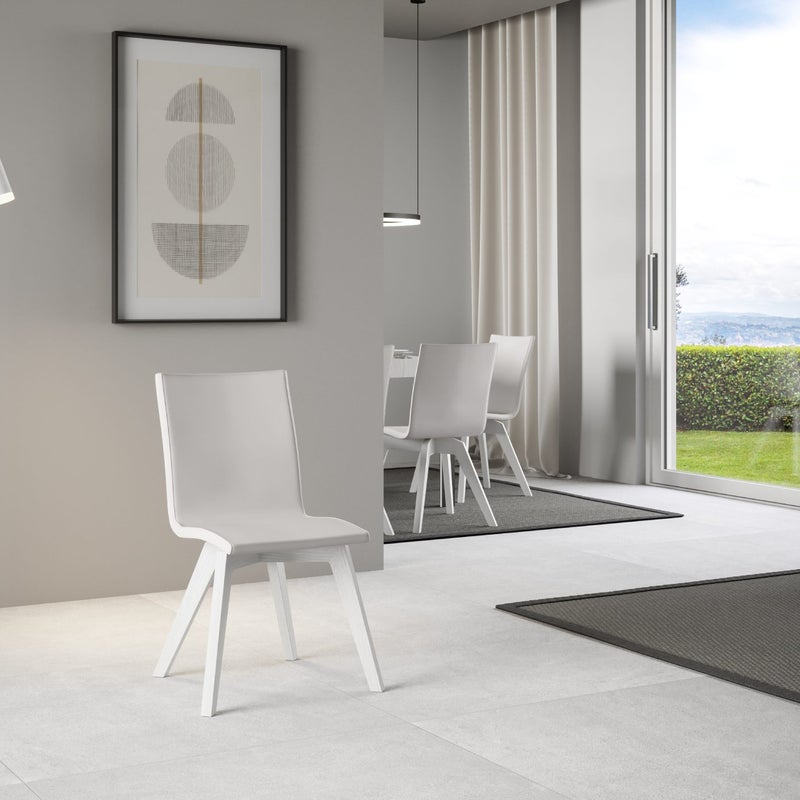 Krzesło Trudy z białymi nogami i białą poduszką 01