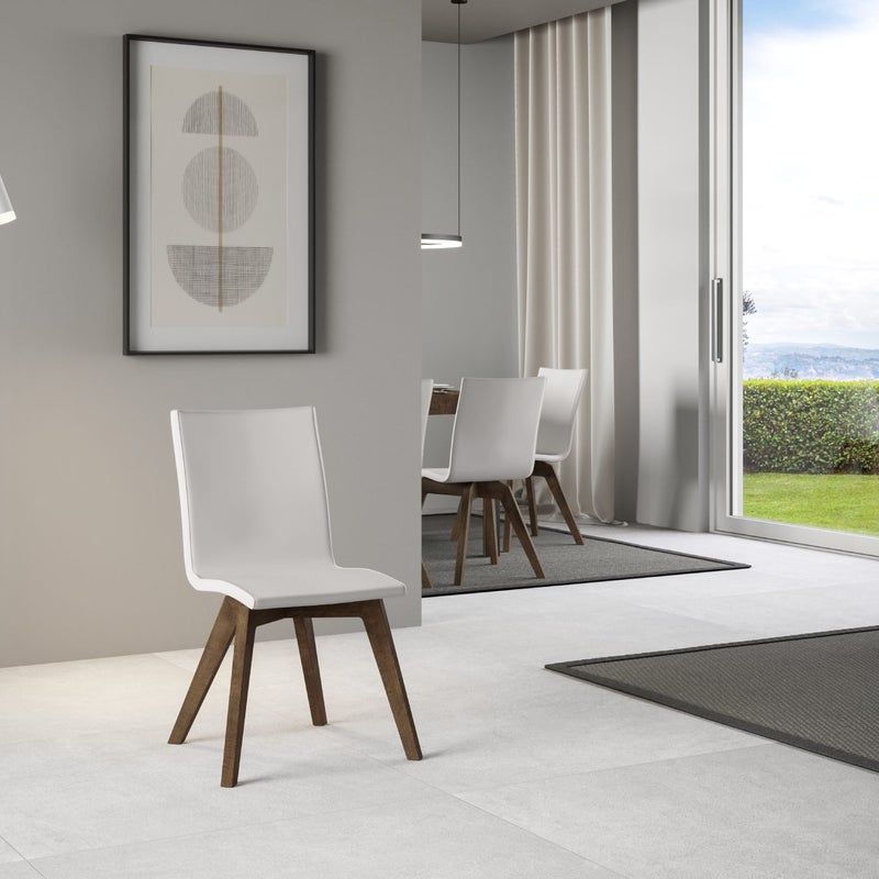 Krzesło Trudy z nogami z orzecha włoskiego i białą poduszką 01