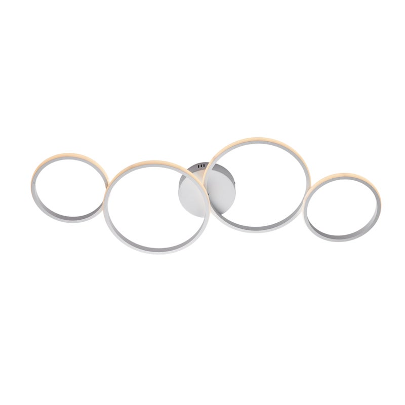 Lampa sufitowa Atena z metalu i lakierowanego na biało aluminium ze zintegrowaną diodą LED CCT + pilot. 100 X 34 BL287-PBC