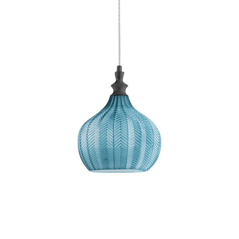 Cleofe lampa wisząca z przezroczystego szkła kobaltowego i czerni, styl vintage, oprawa E27, IP20, Ø23 cm