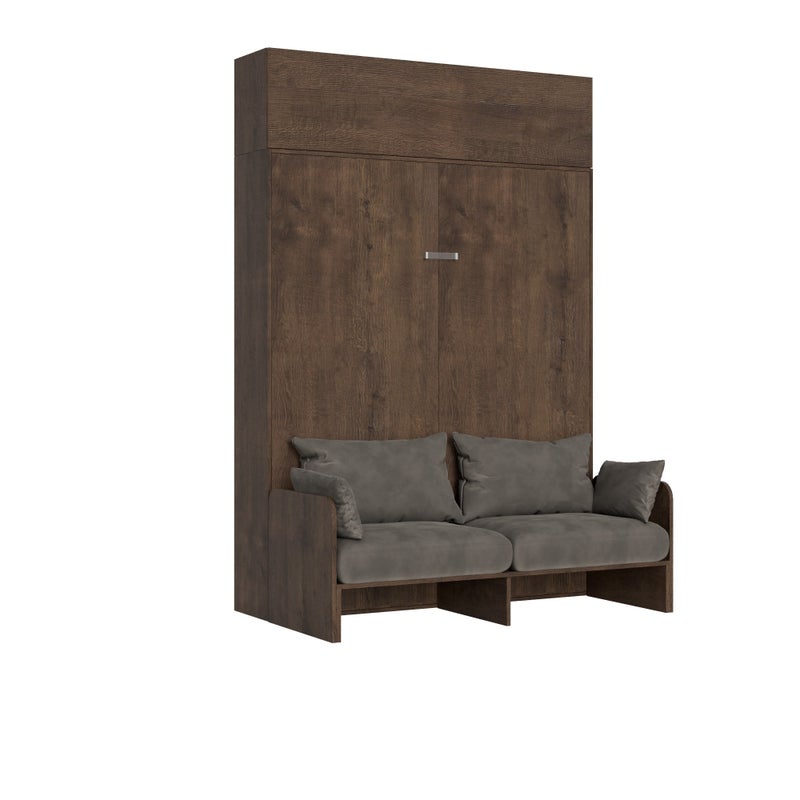 Łóżko podwójne Kentaro Walnut z szafką ścienną Vasista