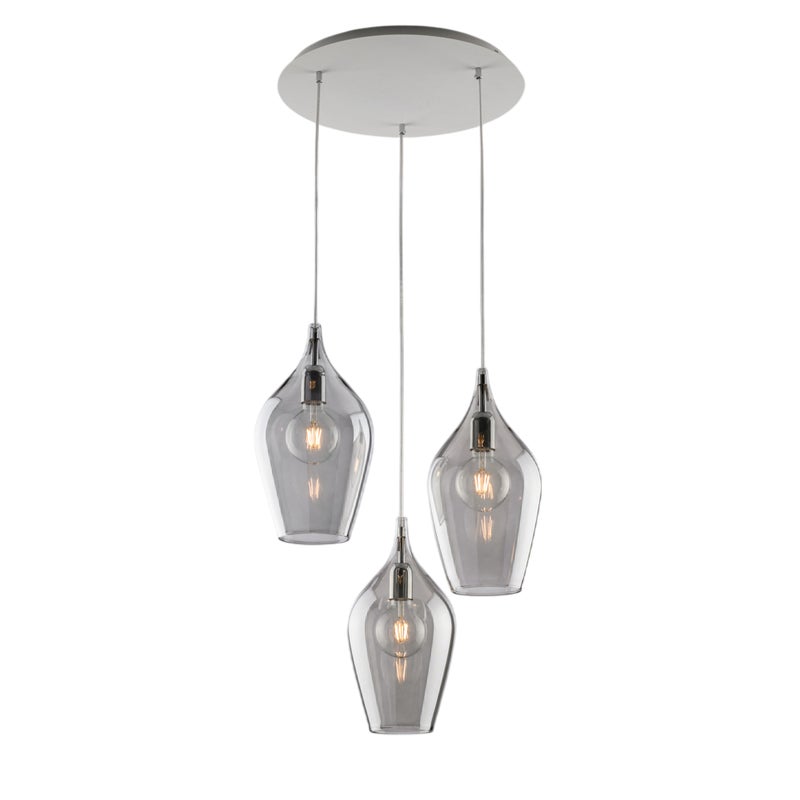 Lampa wisząca Ares Iron z szarym szkłem Pyrex 3 światła 141 Ø50 BL273-S3-GR