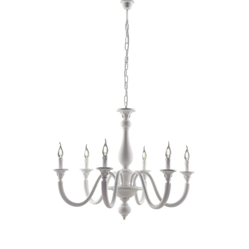 Żyrandol Lucca Shabby White Wooden 6 Lights 129 Ø86 BL271-6-BCO