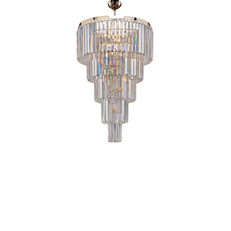 Lampa wisząca Schubert z mosiądzu i złoconego żelaza z kryształkami 7 świateł H.93 Ø50 BL272-7-OR