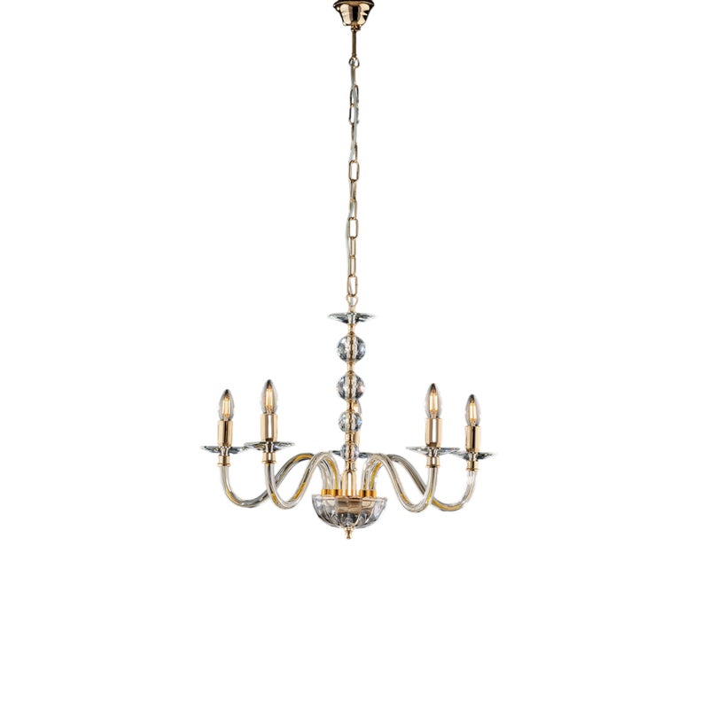 Żyrandol Ruben Gold z przezroczystego szkła i kryształków 5 świateł 111 Ø60 BL267-5-OR