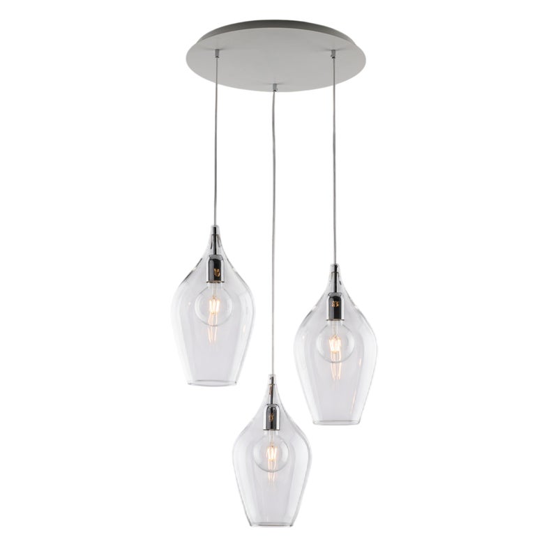 Lampa wisząca Ares Iron z przezroczystym szkłem Pyrex 3 światła 141 Ø50 BL273-S3-TR