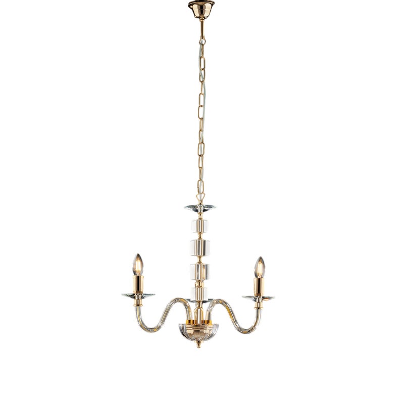 Żyrandol Franz Gold z przezroczystego szkła i kryształków 3-punktowy 110 Ø43 BL275-3-OR