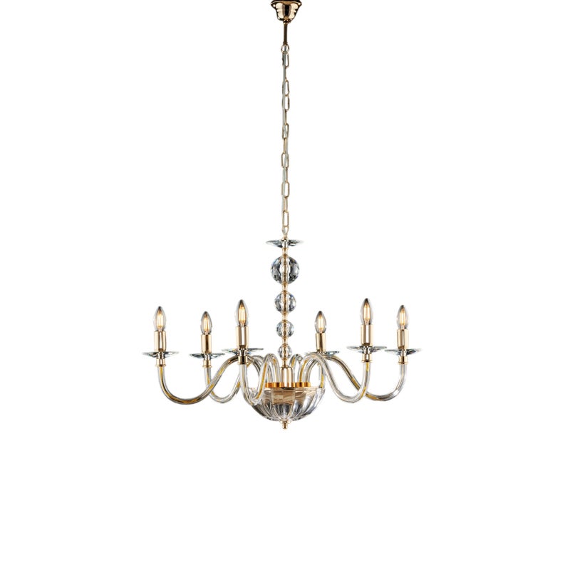 Żyrandol Ruben Gold z przezroczystego szkła i kryształków 6 lamp 116 Ø77 BL267-6-OR
