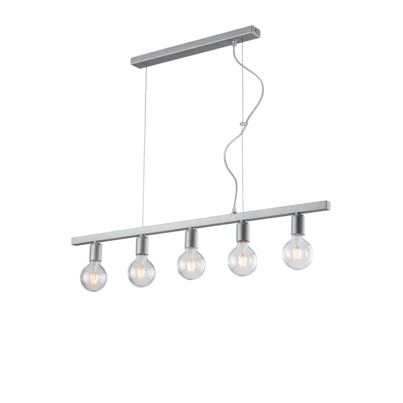 Lampa wisząca Fabian z żelaza lakierowanego na biało i srebrno, 5 świateł, dł. 101 x 5, BL293-5-ARG
