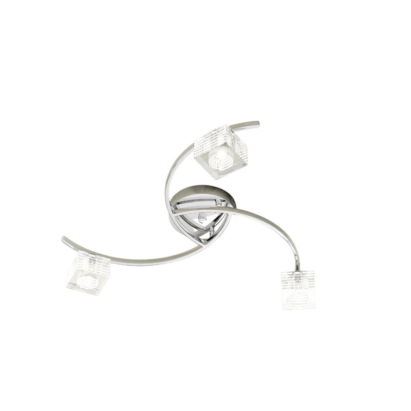 Lampa sufitowa Metropolitan Toplight 3-punktowa z gniazdem G9, chromowaną ramką i szkłem hartowanym, nowoczesny design 50x50x12cm