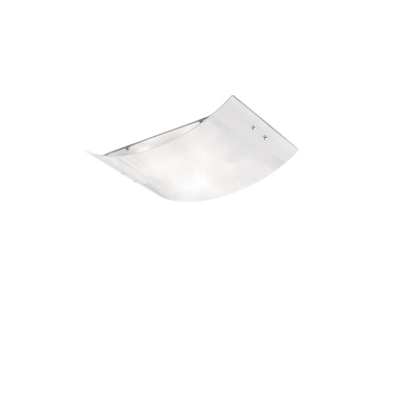 Michela mała lampa sufitowa 32x21cm błyszcząca biała 2XE27, szkło gięte z chromowaną podstawą, IP20, maks. 2x42W, elegancka lampa sufitowa