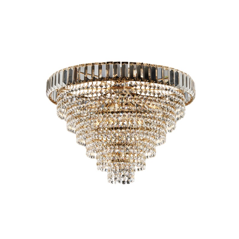 Lampa sufitowa Vladimir z żelaza i złoconego mosiądzu z kryształkami 6 lamp H.40 Ø51 BL263-PL6-OR