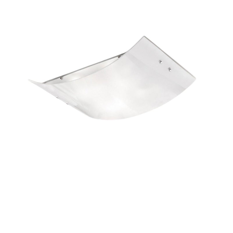 Duża lampa sufitowa Michela 45x30cm, połyskująca biel, 2XE27, szkło gięte, chromowana podstawa, IP20, maks. 2x52W, elegancka lampa sufitowa