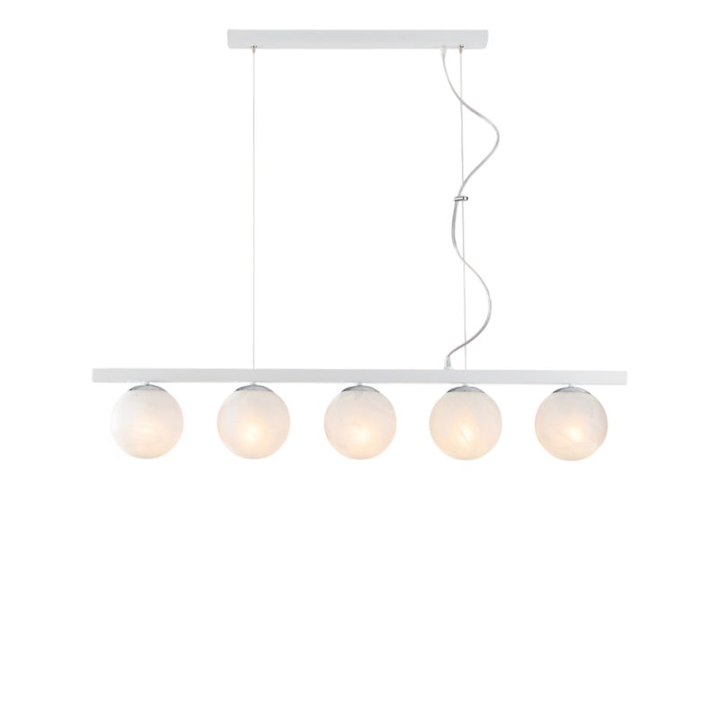 Lampa wisząca Adrian z lakierowanego na biało żelaza i chromu, 5 świateł, dł. 101 x 14, BL278-5-BCO