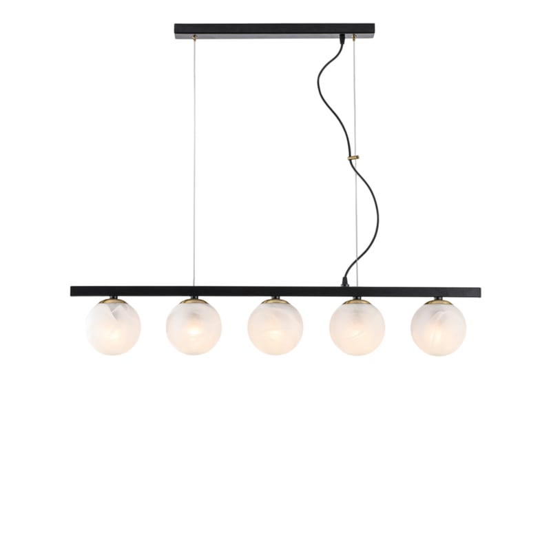 Lampa wisząca Adrian z czarnego lakierowanego i brązowionego żelaza, 5 świateł, dł. 101 x 14, BL278-5-NR