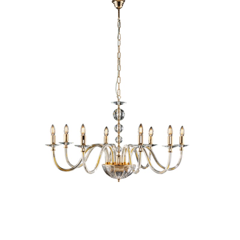 Żyrandol Ruben Gold z przezroczystym szkłem i kryształkami 8 świateł 116 Ø96 BL267-8-OR