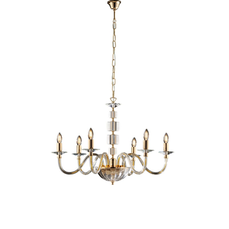 Żyrandol Franz Gold z przezroczystym szkłem i kryształkami 6 lamp 116 Ø77 BL275-6-OR