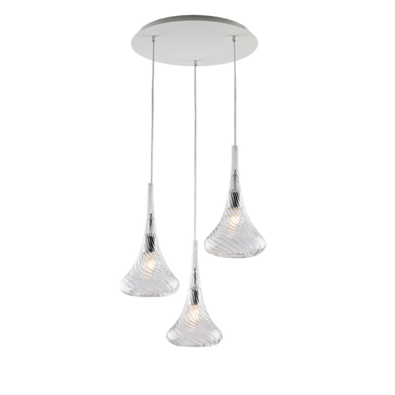 Lampa wisząca Nemesi z żelaza z przezroczystym szkłem Pyrex 3 światła 141 Ø50 BL280-S3-TR