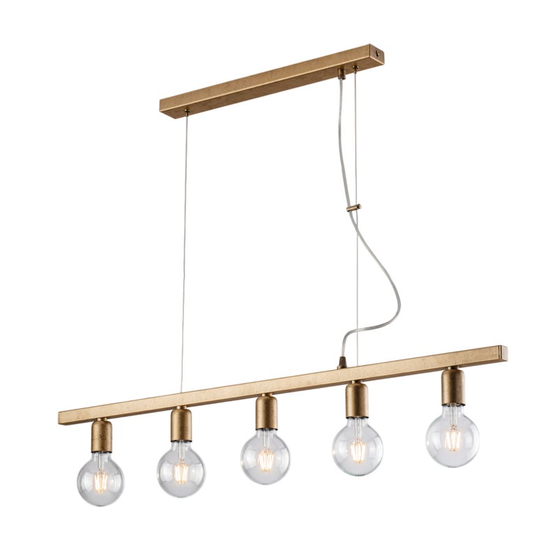 Lampa wisząca Fabian z lakierowanego żelaza w kolorze czarnym i złotym, 5 świateł, dł. 101 x 5, BL293-5-OR