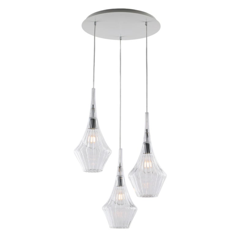 Lampa wisząca Zeus Iron z przezroczystym szkłem Pyrex 3 światła 149 Ø50 BL270-S3-TR