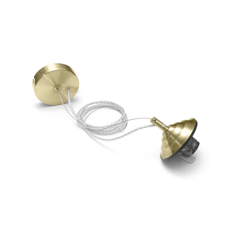 Alice lampa wisząca E27, mosiężna rozetka, przezroczysty kabel, IP20, 1 lampa