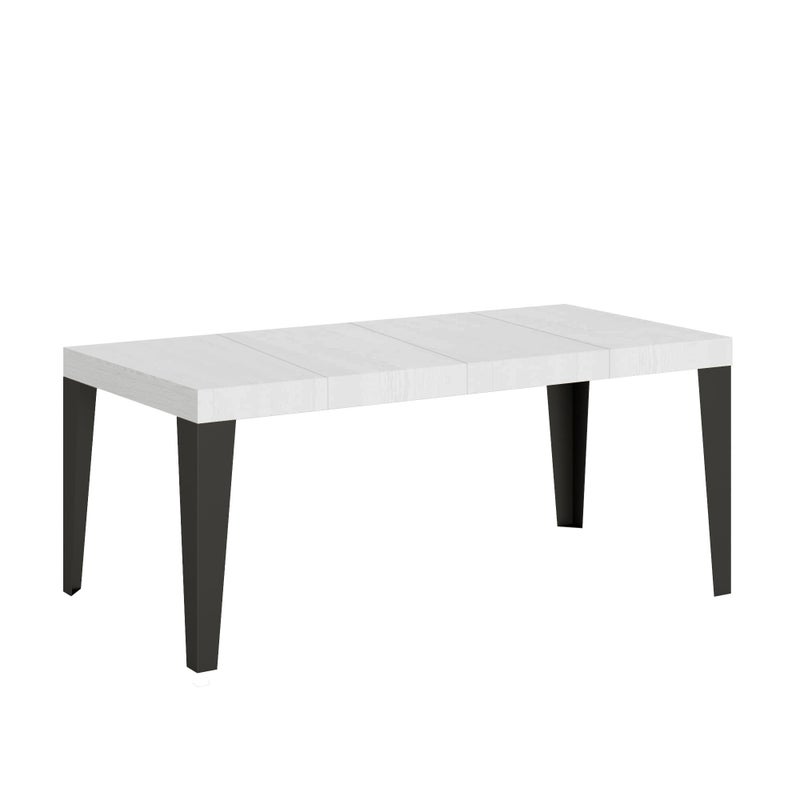 Stół rozkładany 90x90/246 cm Flame Premium Biały Jesion Stelaż Antracyt