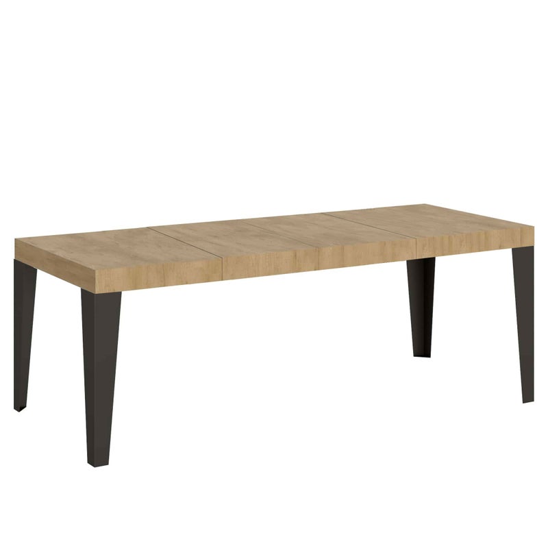 Stół rozkładany 90x180/284 cm Flame Premium Dąb Naturalny z ramą antracytową