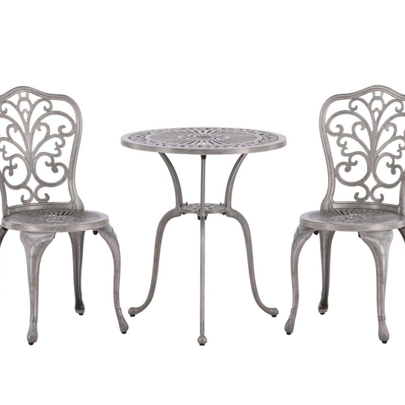 Nandin zestaw ogrodowy stół, 2 krzesła kolor srebrny.