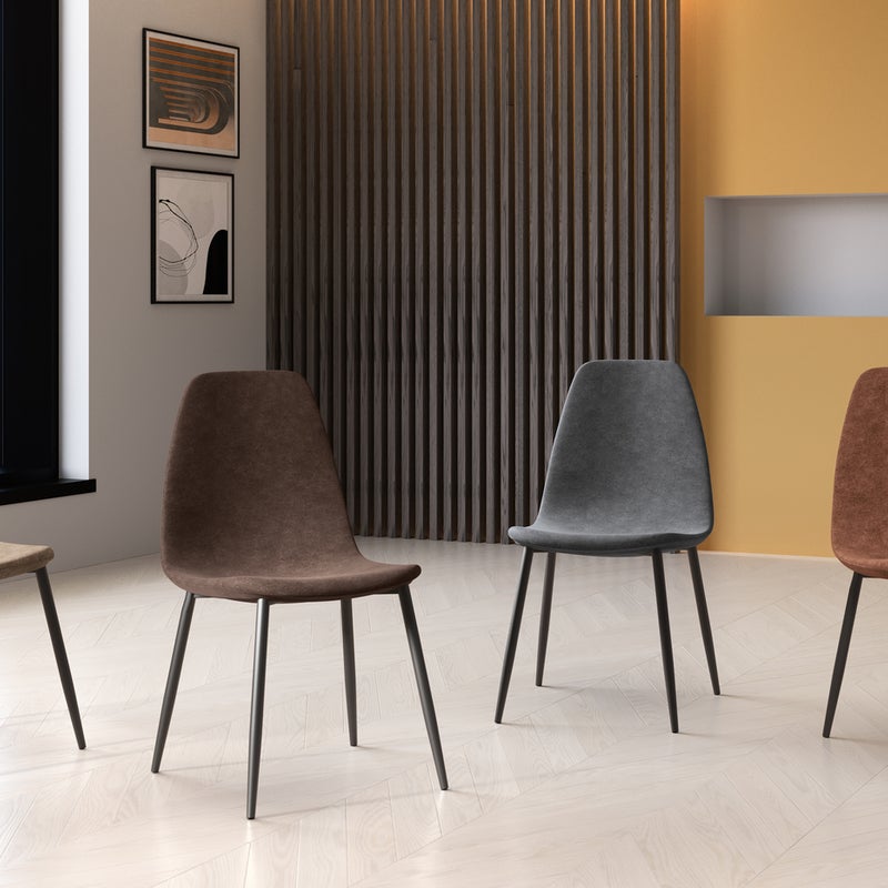 Brigitte - Brązowe krzesło ze sztucznej skóry, 4 szt.