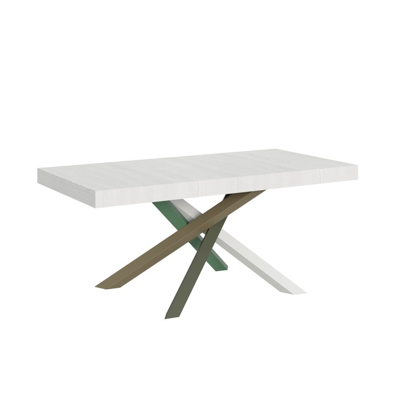 Stół rozkładany 200/304x90 cm Volantis biały jesion nogi wielokolorowe 4/A