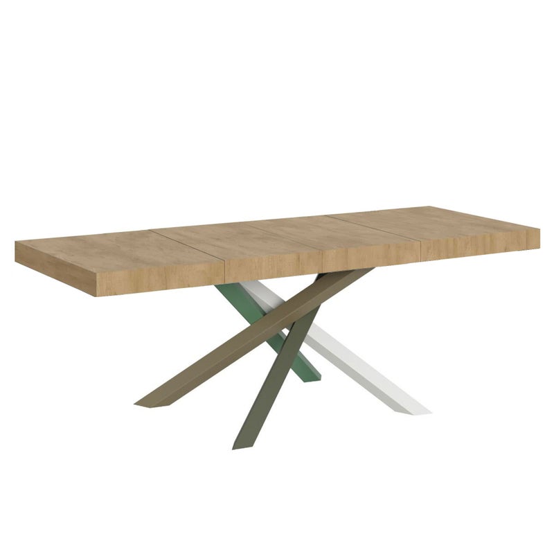 Stół rozkładany 160/420x90 cm Volantis Premium dąb naturalny nogi wielokolorowe 4/A