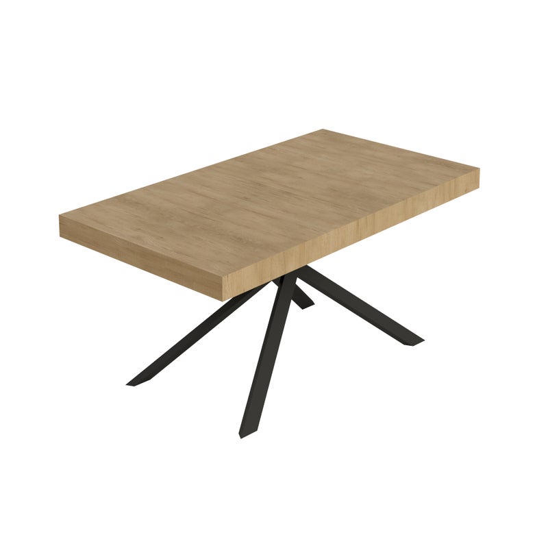 Stół rozkładany Niket 160/244x80 cm dąb naturalny z nogami w kolorze antracytowym