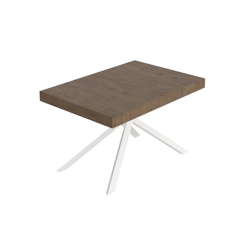 Stół rozkładany Niket orzechowy 120/380x90 cm z białymi nogami