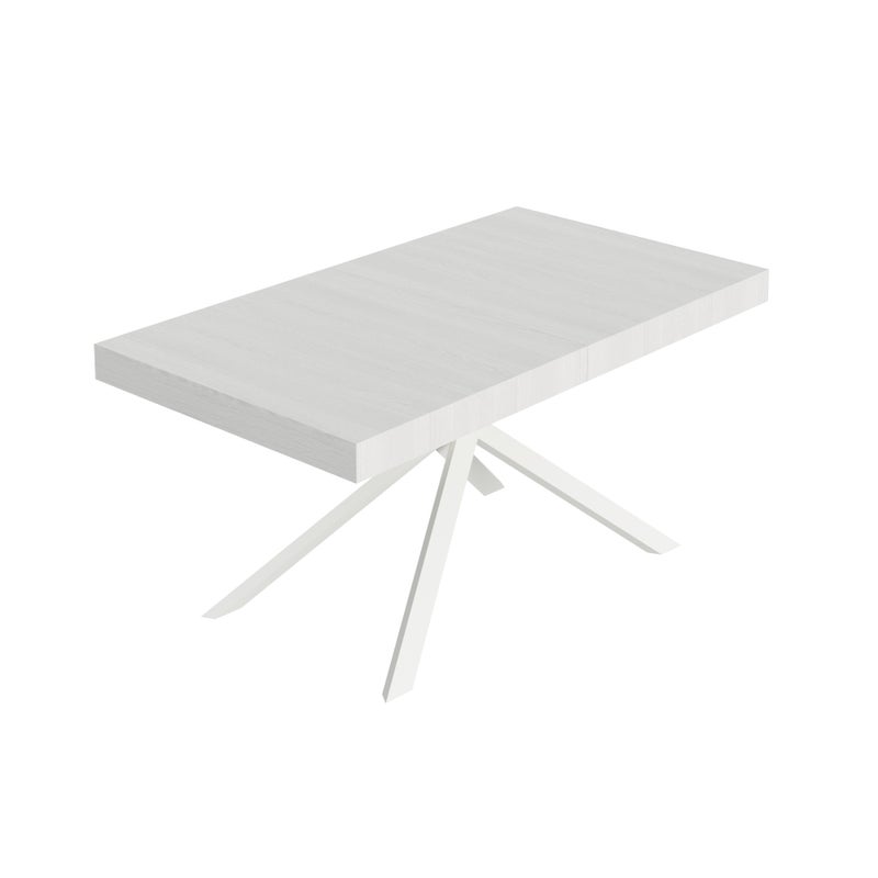 Stół rozkładany Niket 160/420x90 cm biały jesion z białymi nogami