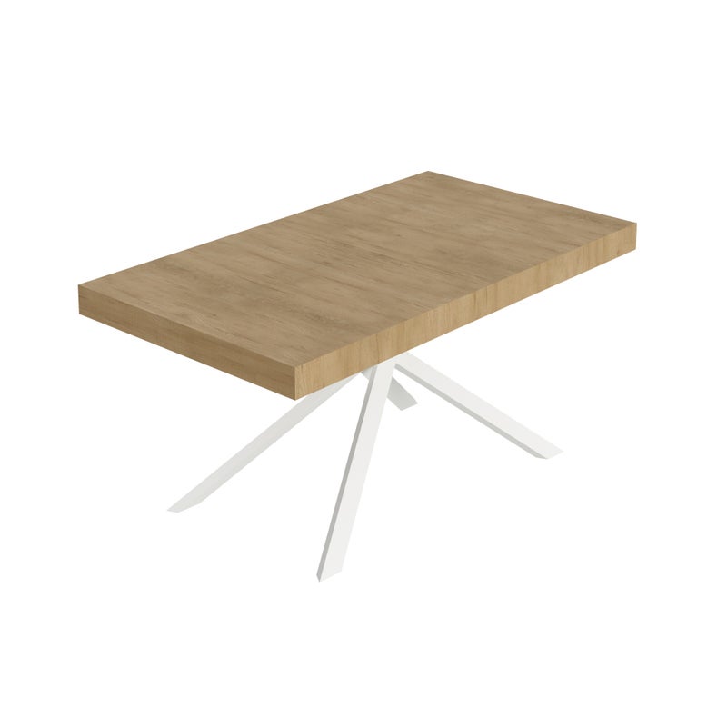 Stół rozkładany Niket 160/244x80 cm dąb naturalny nogi białe