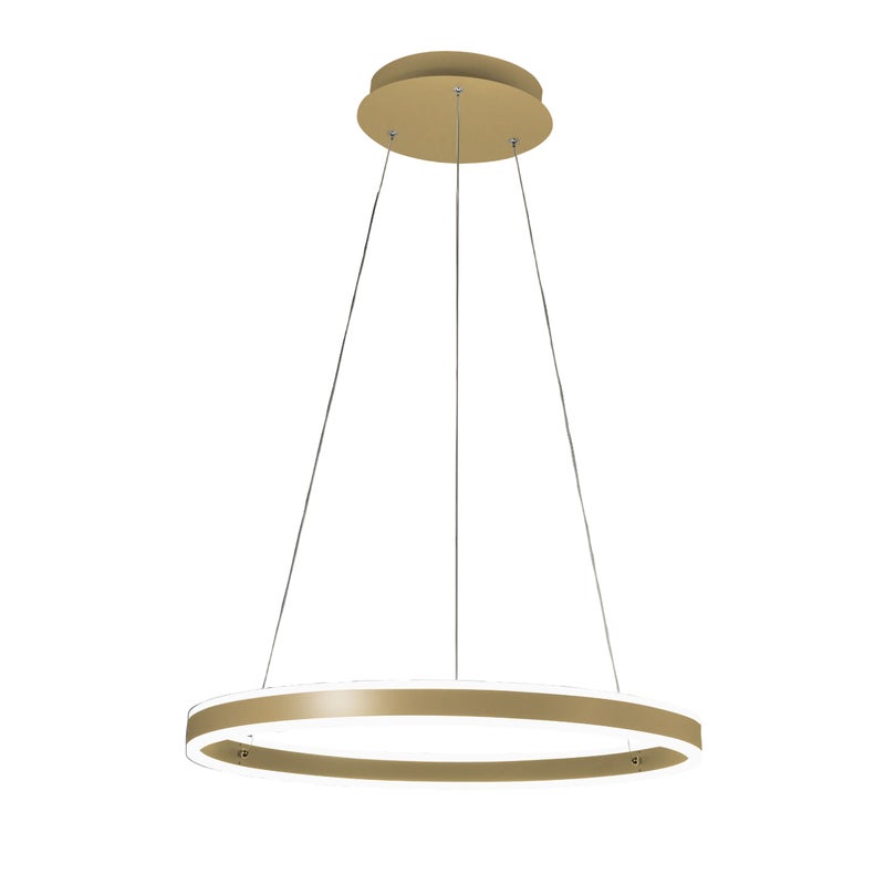 Lampa wisząca LED Palau 60 W 3000 K, ściemnialna, Ø60 cm, matowe złoto – nowoczesny design z metalu i metakrylanu