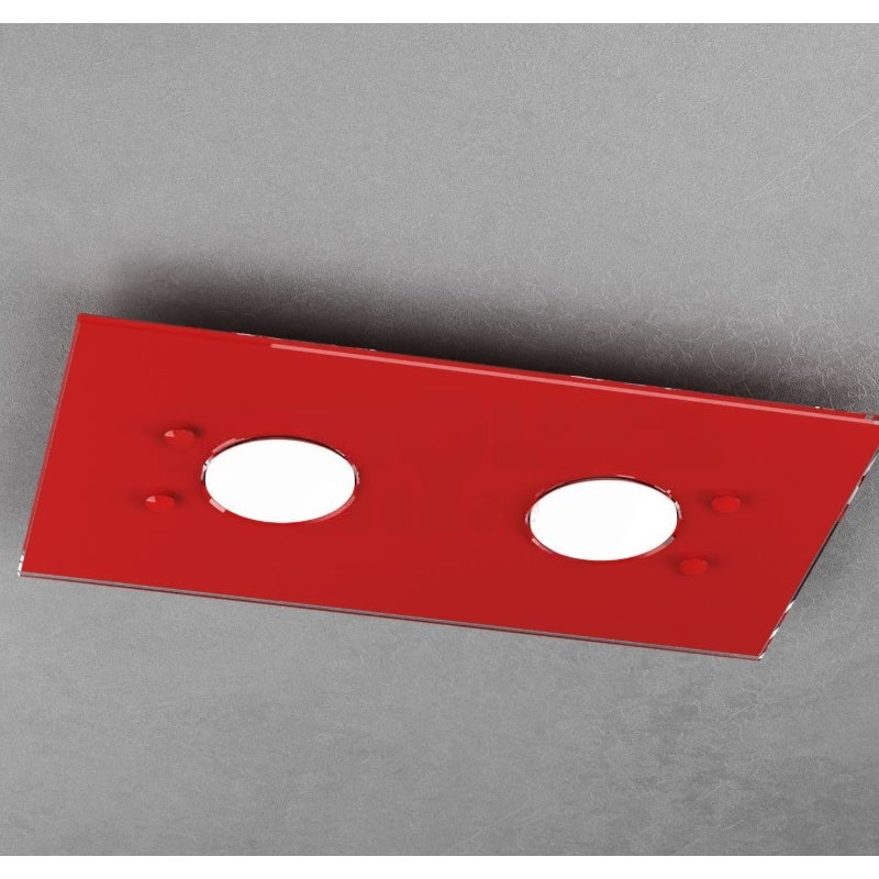 Lampa sufitowa prostokątna Toplight Path 2-punktowa z oprawką GX53, czerwona rama, nowoczesny design 40x20x3cm