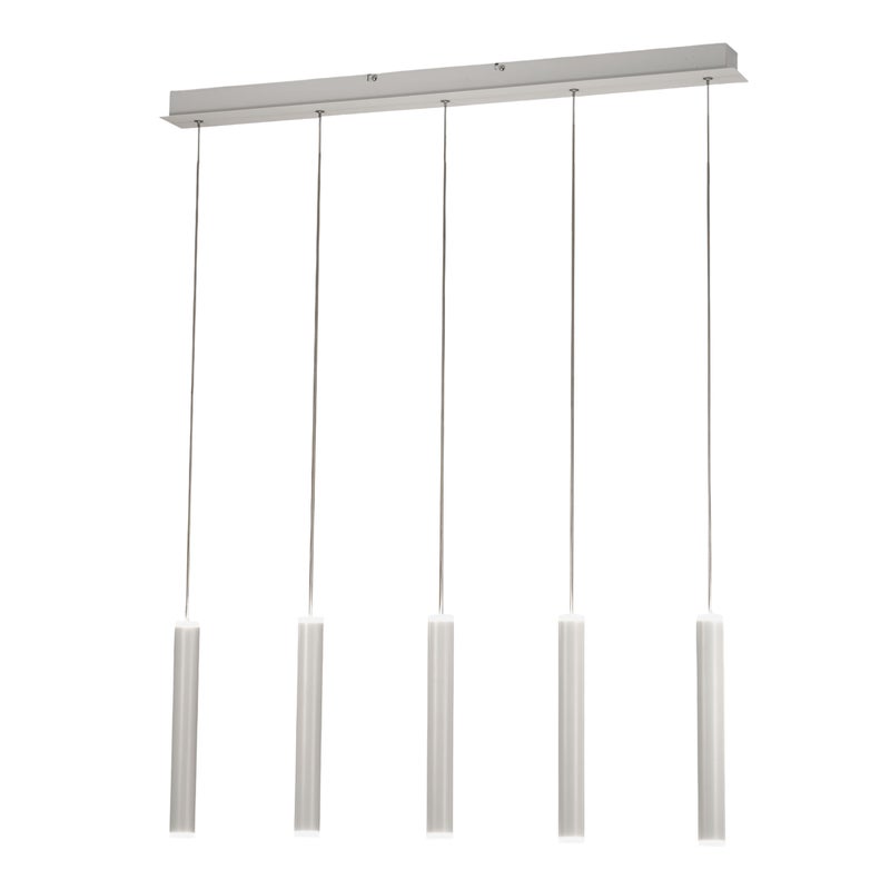 Lampa wisząca Fabas Luce Prado 5-punktowa - 33W ściemnialna LED - matowa biel, design liniowy