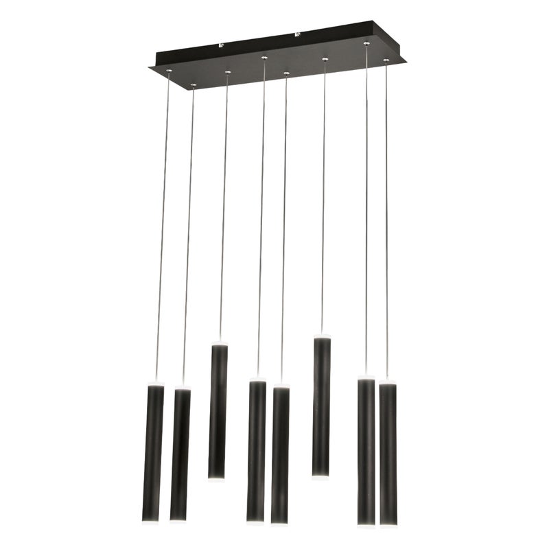 Lampa wisząca Fabas Luce Prado 8-punktowa - 52W ściemnialna LED - matowa czerń Liniowy design